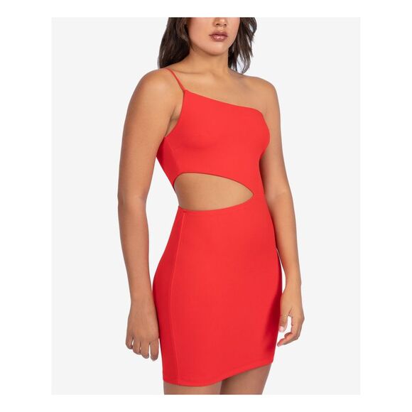 B DARLIN Dresses & Skirts - B DARLIN Womens Short Dress Red Spaghetti Strap One-shoulder Juniors 15\16
